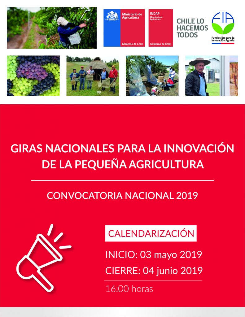 Convocatoria Nacional Giras Nacionales para la Innovación de la Pequeña Agricultura 2019