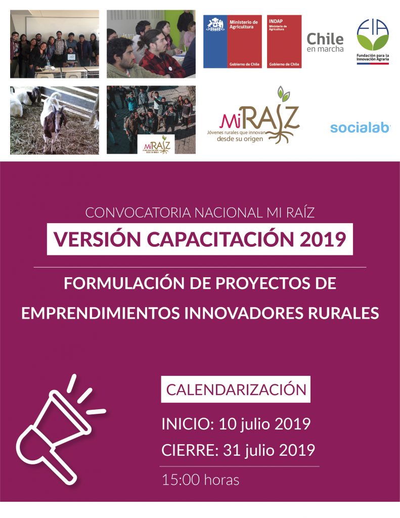 Convocatoria Nacional 2019 Proyectos de Emprendimiento Innovador Rural – Mi Raíz