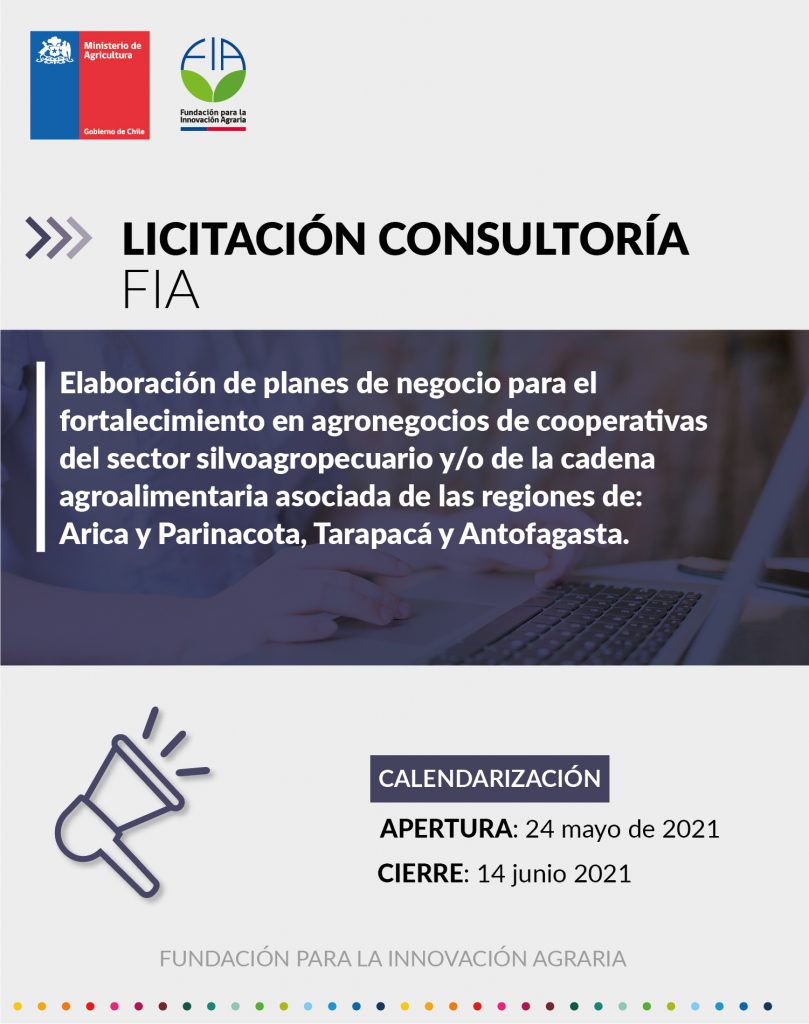 Elaboración de Planes de Negocio para el Fortalecimiento en Agronegocios de Cooperativas del Sector Silvoagropecuario y/o de la Cadena Agroalimentaria Asociada de las Regiones de: Arica y Parinacota, Tarapacá y Antofagasta.