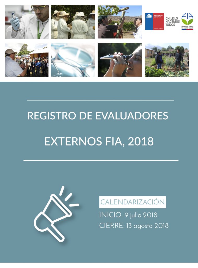 Convocatoria Registro de Evaluadores Externos FIA 2018