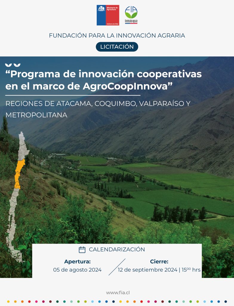Programa de innovación cooperativas en el marco de AgroCoopInnova. Regiones de Atacama, Coquimbo, Valparaíso y Metropolitana.
