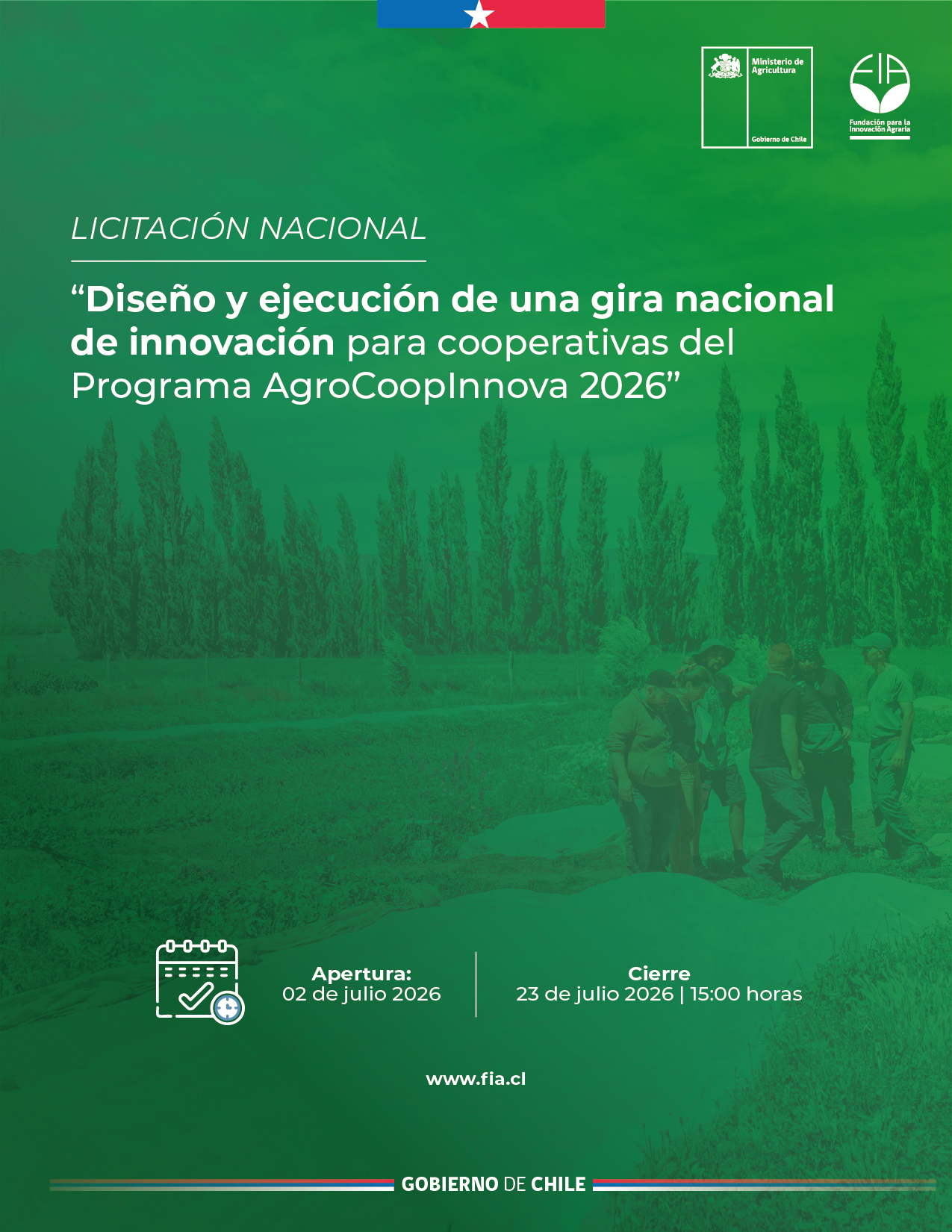 Licitación diseño y ejecución de una gira nacional de innovación para cooperativas del Programa AgroCoopInnova 2026.
